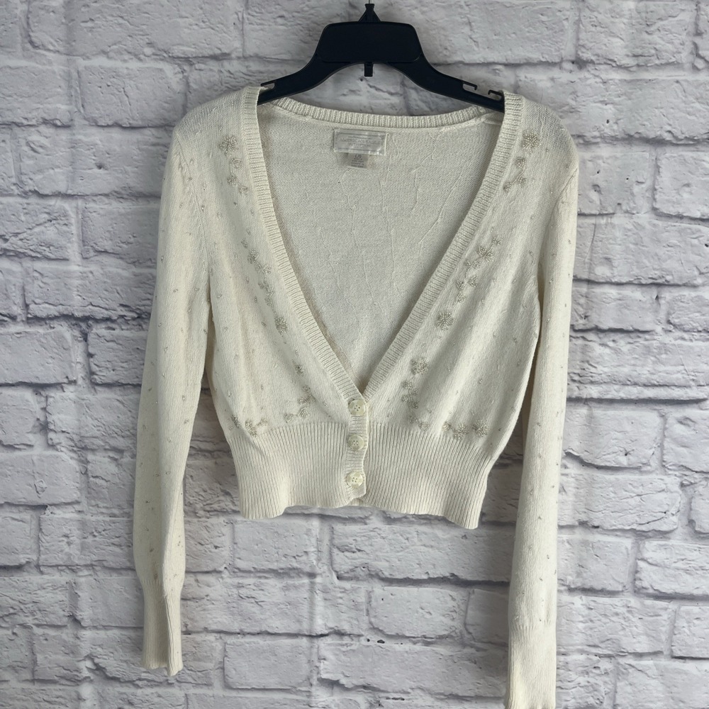 Sold American Eagle Y2K Soft Girl Coquette Beaded Angora Blend Cropped